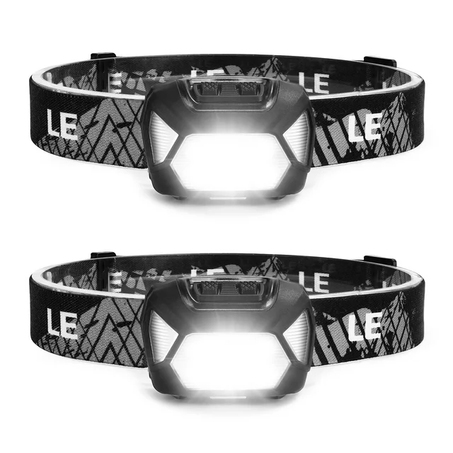 Lepro 2-Pack LED Battery Powered Head lamp , Super Bright Flashlights with Adjustable Headband and Red Lights 6 Modes, IPX4 Waterproof , Suitable for Outdoor Camping Sports